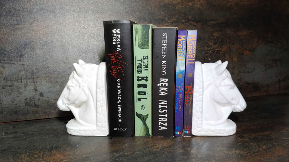 Podpórki do książek, ceramika, lata 80, vintage