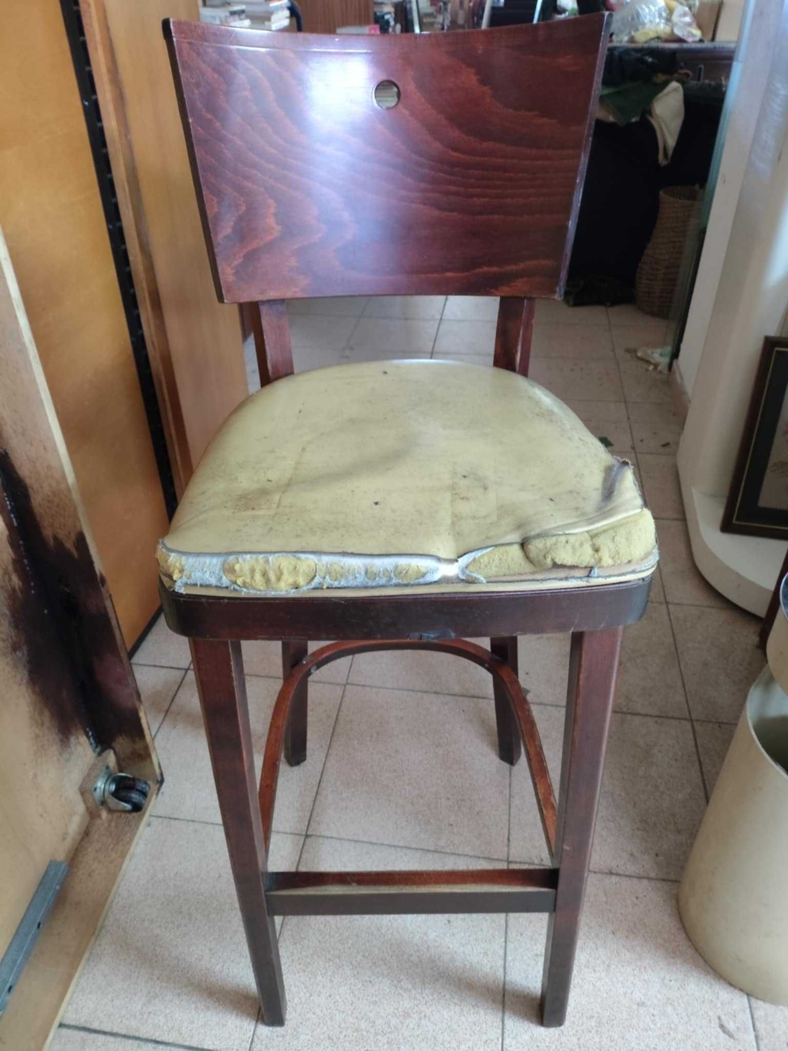 2 Bancos Cadeiras altos Art deco vintage com estofos para restaurar