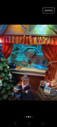 Świąteczna ozdoba domek z kominkiem świeci super hit wioska świąteczna
