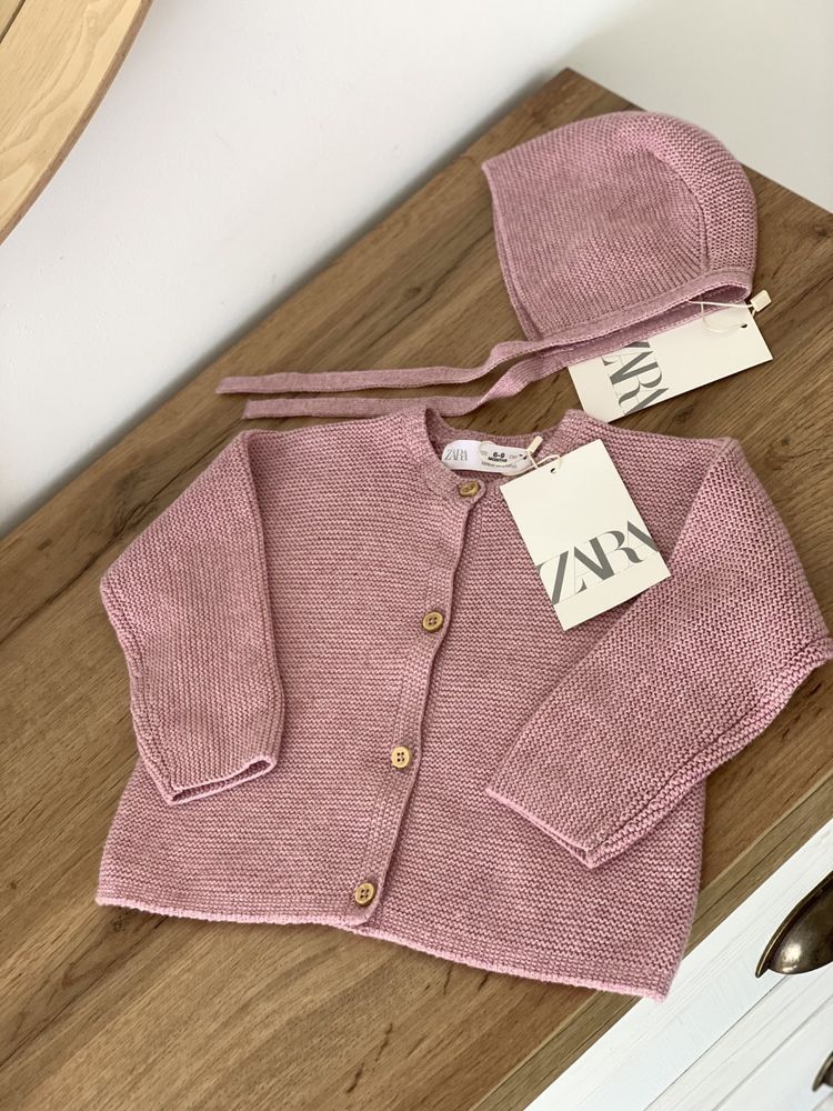 Кардиган кофта zara шапочка чепчик шапка 6м, 74 см 56 см 6м 9 м