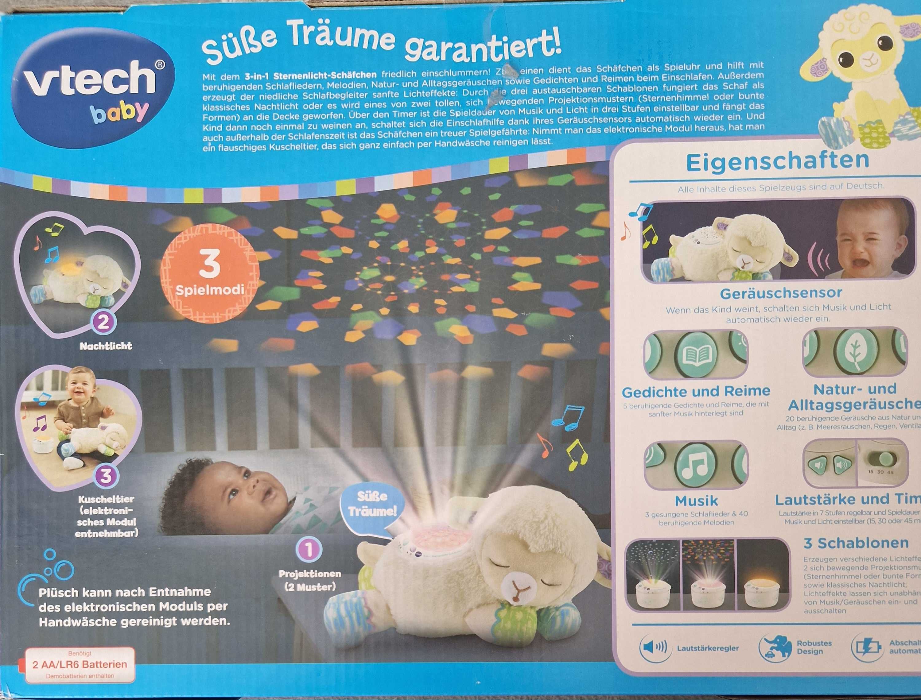 Lampka projektor, usypiacz Vtech owieczka j. niemiecki.