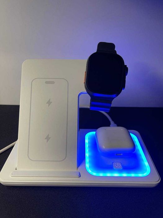 Безпровідна зарядка 3 в 1 для телефона годинника та навушників