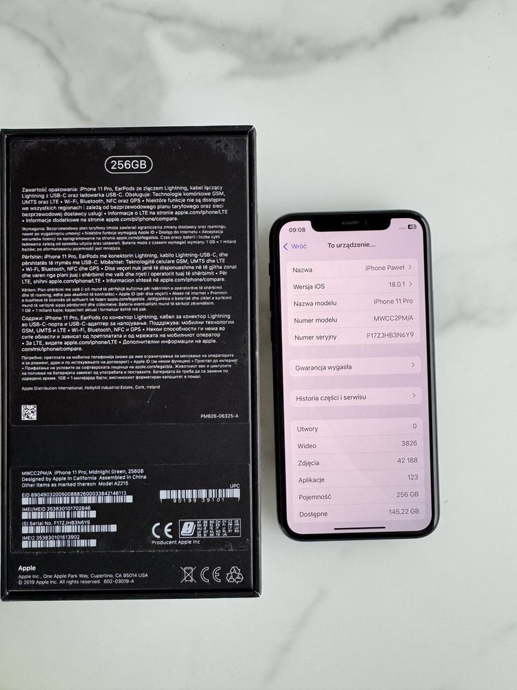 iPhone 11 pro 256 gb Midnight Green Nowa bateria