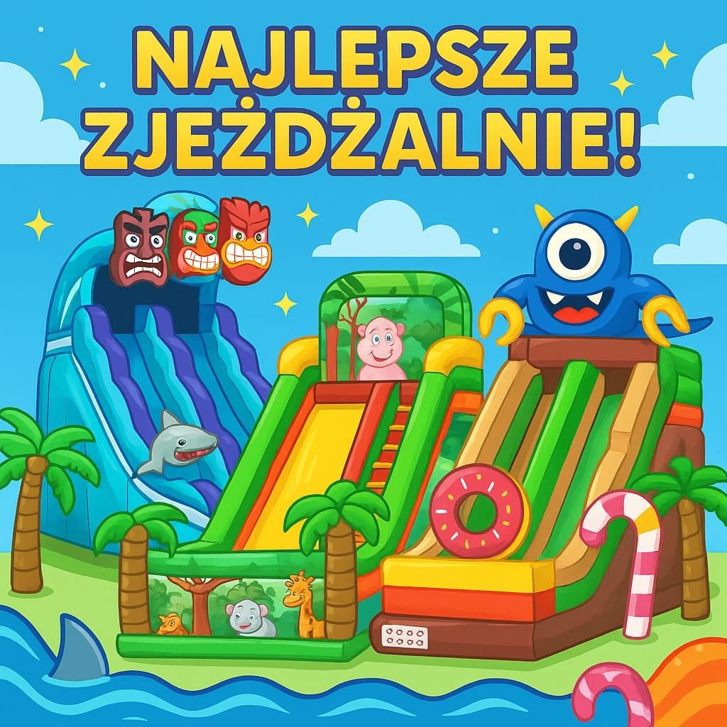 Zjeżdżalnie dmuchane na wynajem. Piękne, nowe, bezpieczne