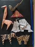 Origami zabawki zoo słoń żyrafa gepard wąż papierowe ozdoby