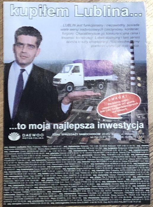 Plakat reklama FSC FS Lublin I żuk skrzyniowy samochód auto prl