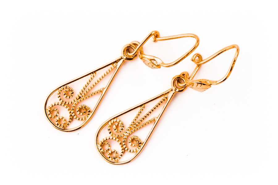 Złote Kolczyki - Filigran - PRL - VINTAGE - 14K - 2,43g - Kraków