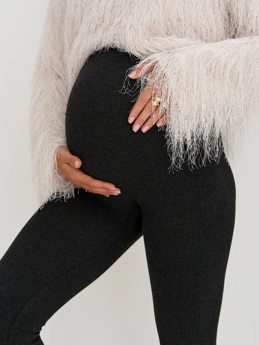 Лосини /Легінси в рубчик на товстому хутрі для вагітних жінок