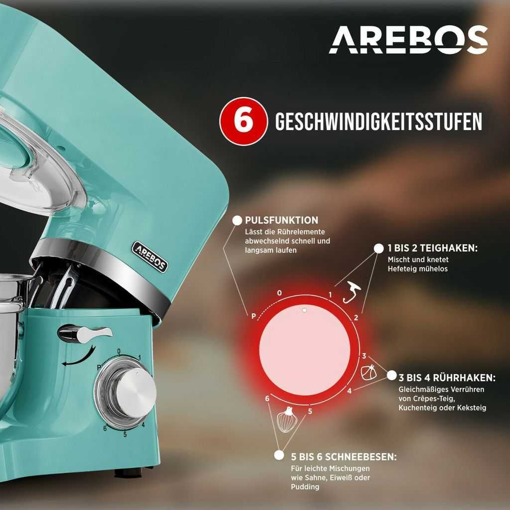 Robot kuchenny AREBOS 1500 W z 2 misami ze stali nierdzewnej defekt