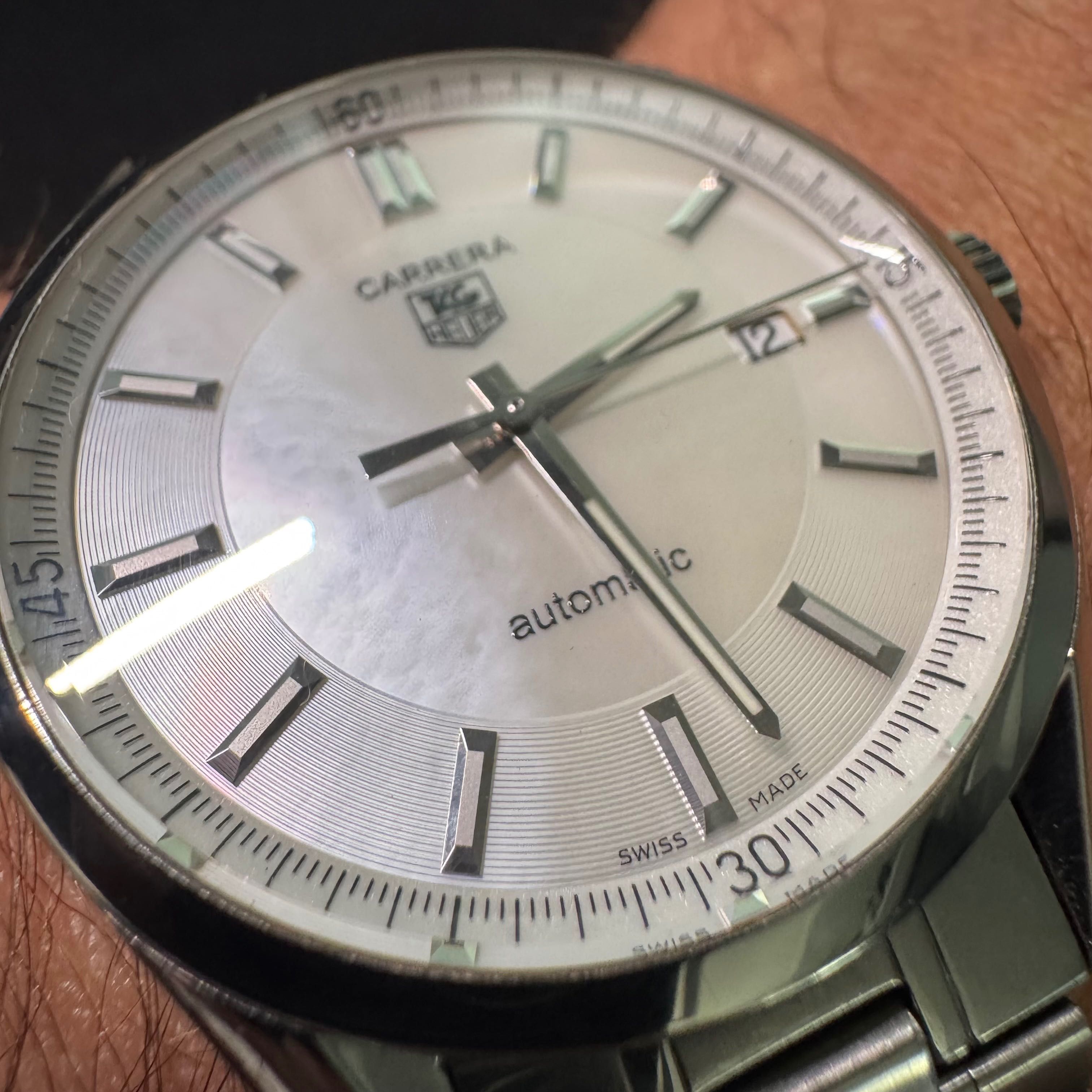 Rzadki TAG Heuer Carrera Calibre 5 WV211D full set masa perłowa