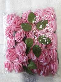Kwiaty, róże do dekoracji - różowe  25sztuk