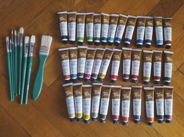Mont Marte oil paints farby olejne rozpuszczalne w wodzie 36+pędzle