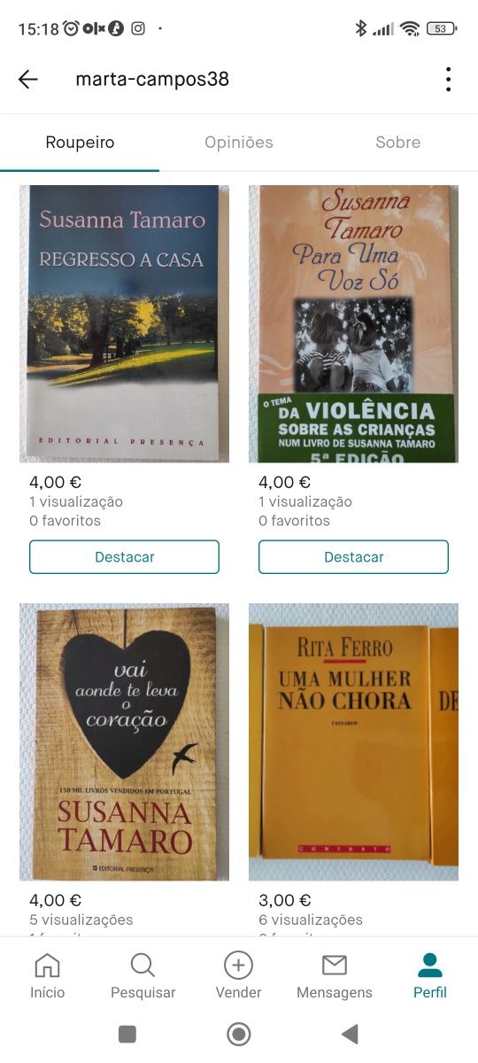 Livros/Romances em excelente estado