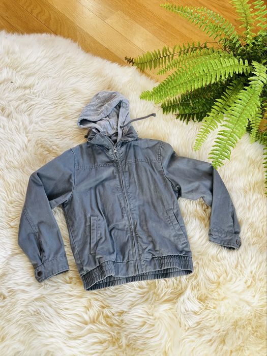 Kurtka dziecięca, szara, z kapturem, rozmiar 122 / 128