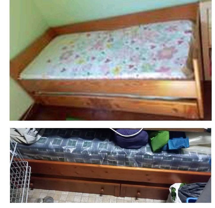 Móveis (camas duplas, sala, cozinha e camas de bebé)