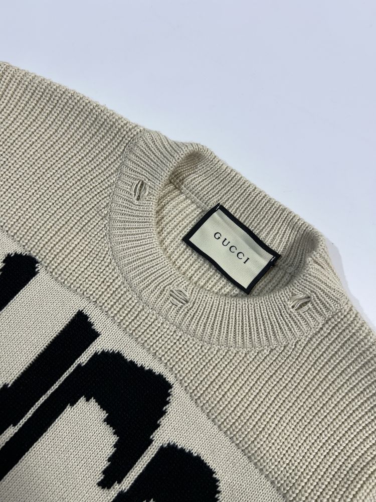 Свитер Gucci & Balenciaga Y2K opium distressed оверсайз