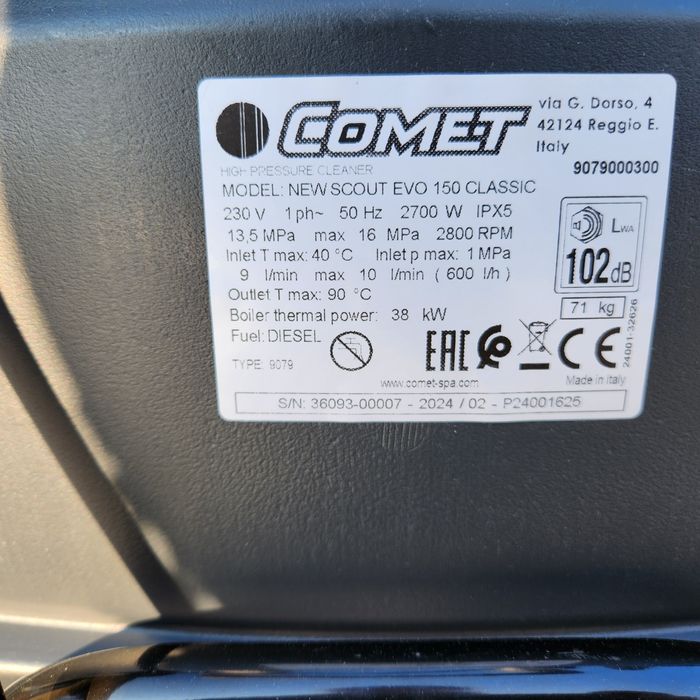 Myjka ciśnieniowa ciepłowodna COMET SCOUT EVO 150 Classic