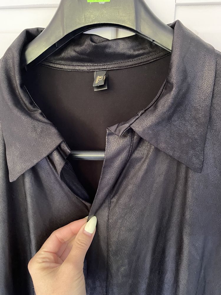 Li Parie Leather shirt bluzka kardigan narzutka L 40 42 XL skóra węża