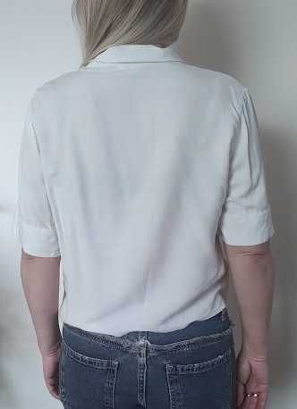 bluzka biała H&M 40/42 wiązany dół/na guziki  L/XL