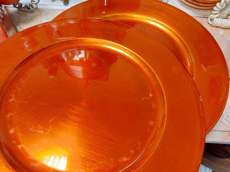 Conjunto de 6 pratos cor cobre para decoração de Natal