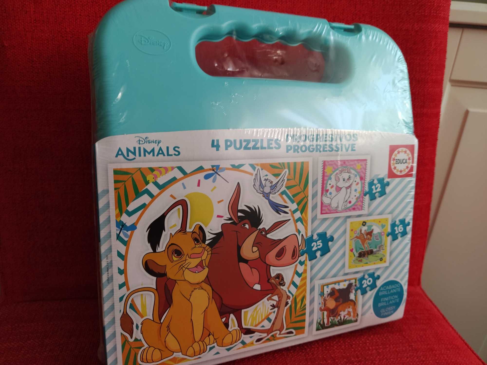 Mala 4 Puzzles Progressivos da Disney 16x16cm Animais