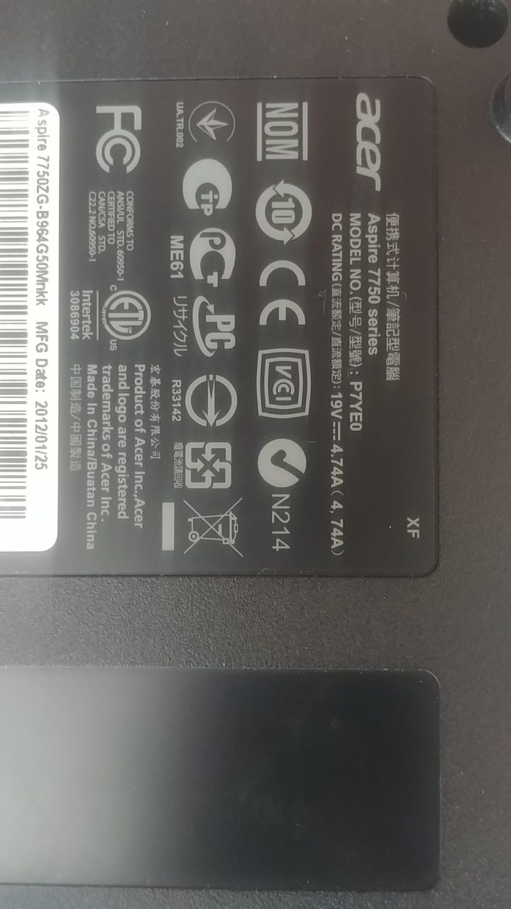 Ноутбук Acer Aspire 7750ZG