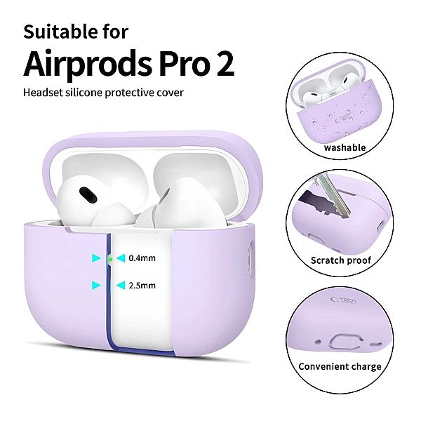 Etui Tech-Protect Silicone na Apple AirPods Pro 1 / 2 - fioletowe