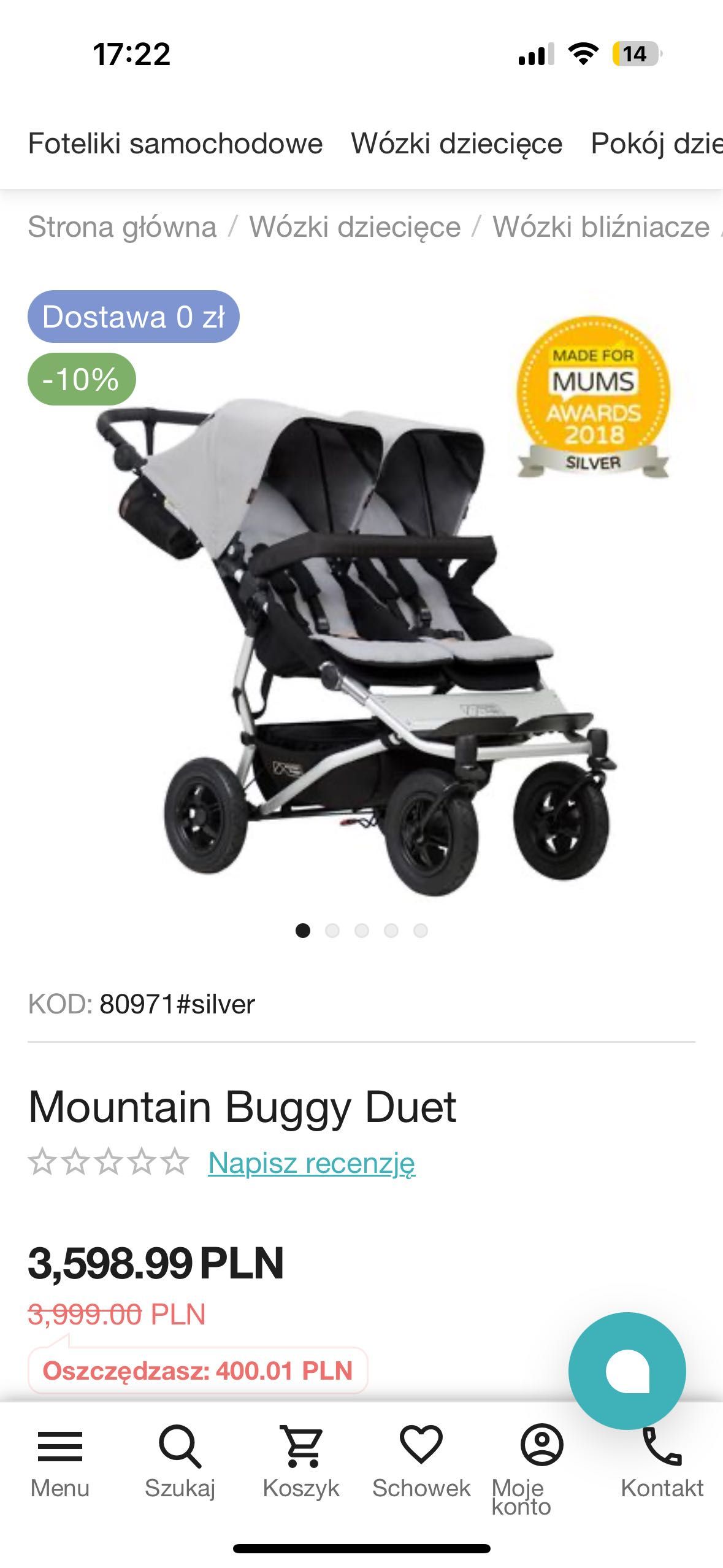 Wózek spacerowy bliźniaczy MOUNTAIN BUGGY DUET