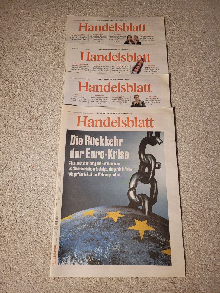 Handelsblatt z 2022r. 4szt gazety PO NIEMIECKU niemiecki