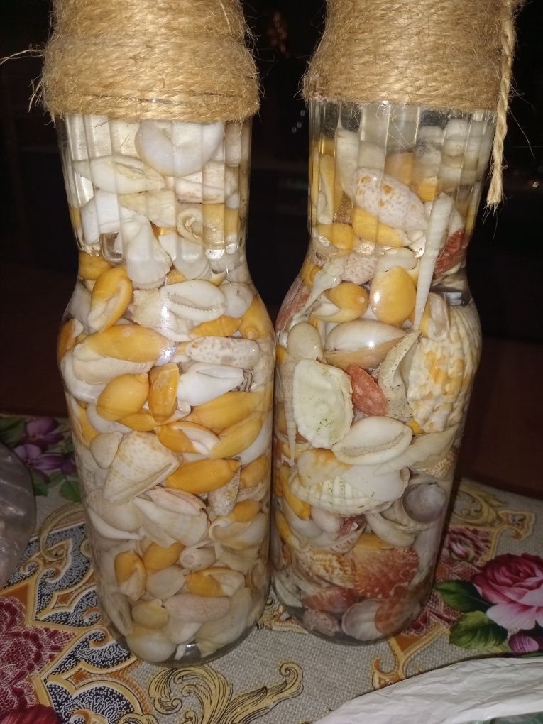 Ракушки для аквариума, декора (2 литровых бутылки) с россыпью