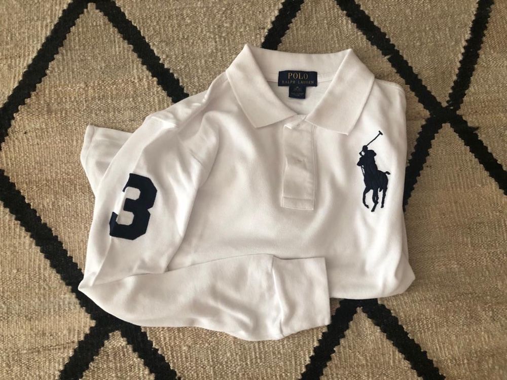 Polo branco da Ralph Lauren de manga comprida