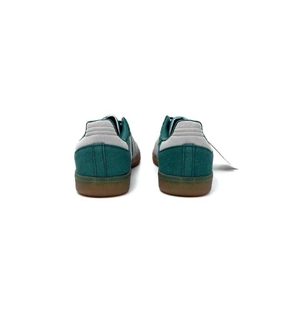Жіночі кросівки Adidas Samba зелений з сірим білим D572 ХІТ