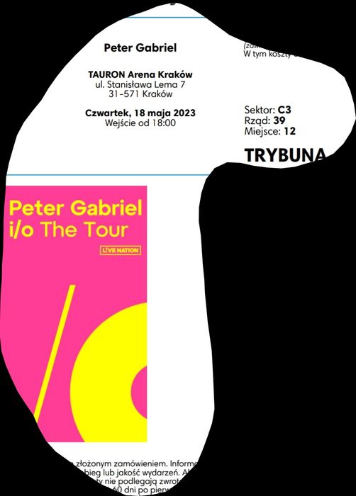 Bilet na koncert Petera Gabriela w Krakowie 18.05