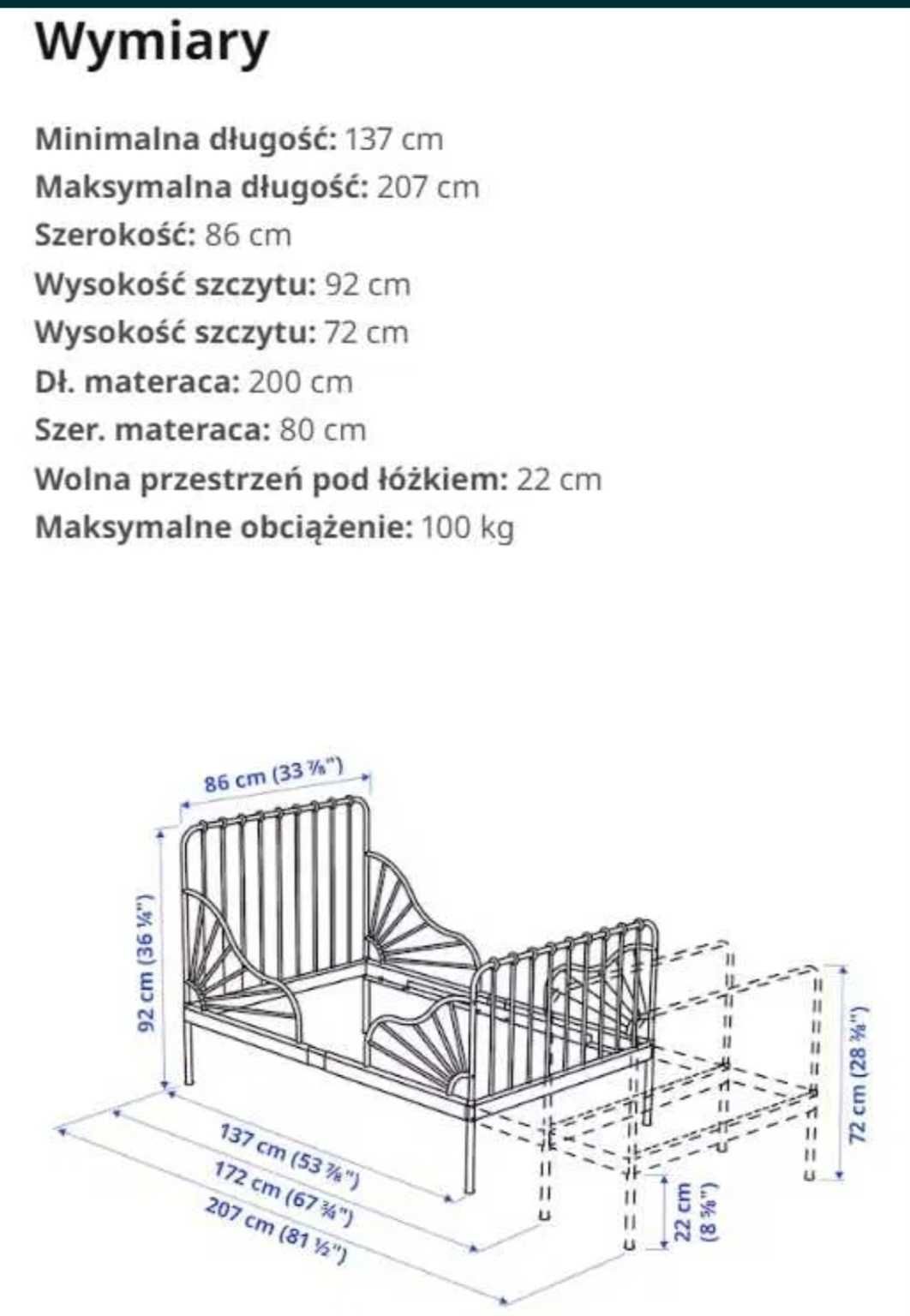 Łóżko ikea MINNEN  z materacem