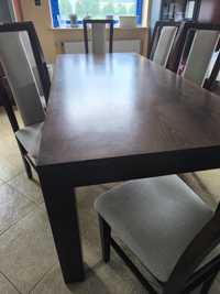 Stół z litego drewna plus 6 krzeseł