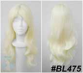Długa jasna blond peruka z grzywką falowana cosplay długi falowany wig