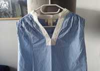 Lekka koszulowa bluzka bez rękawów błękitna paski H&M 36