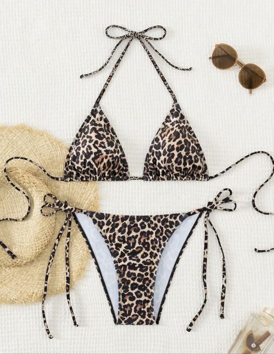 Купальник леопардовий принт, купальник роздільний S, купальник лео