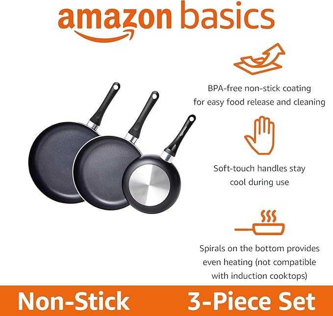 zestaw Patelni Amazon Basics  patelnia 20cm,25cm30cm powystawowe