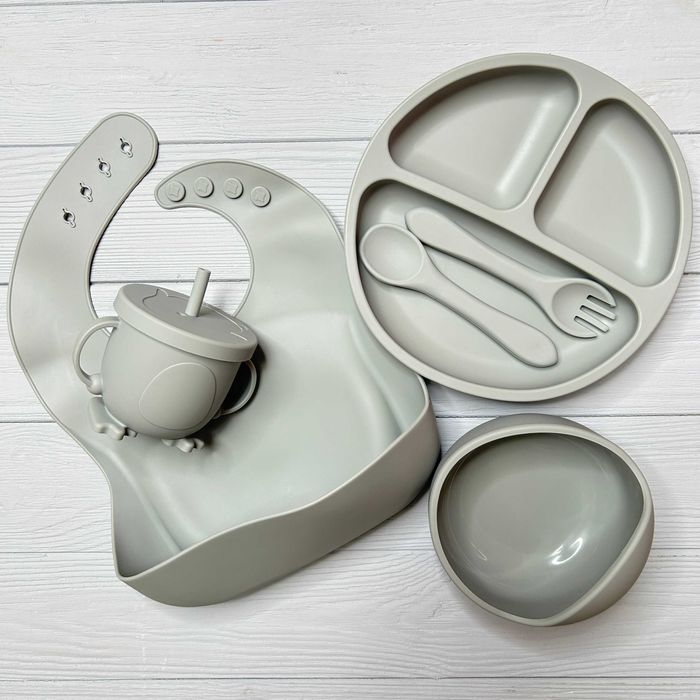 Набір Дитячий Силіконовий посуд для прикорму. Єко посуд. 6 предметов