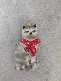 Bombka szklana choinkowa ręczne malowana Kot