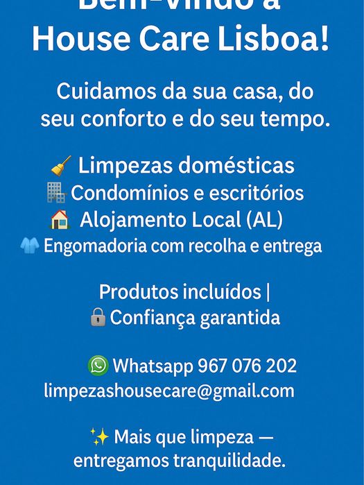 Serviços de limpeza e engomadoria– Lisboa