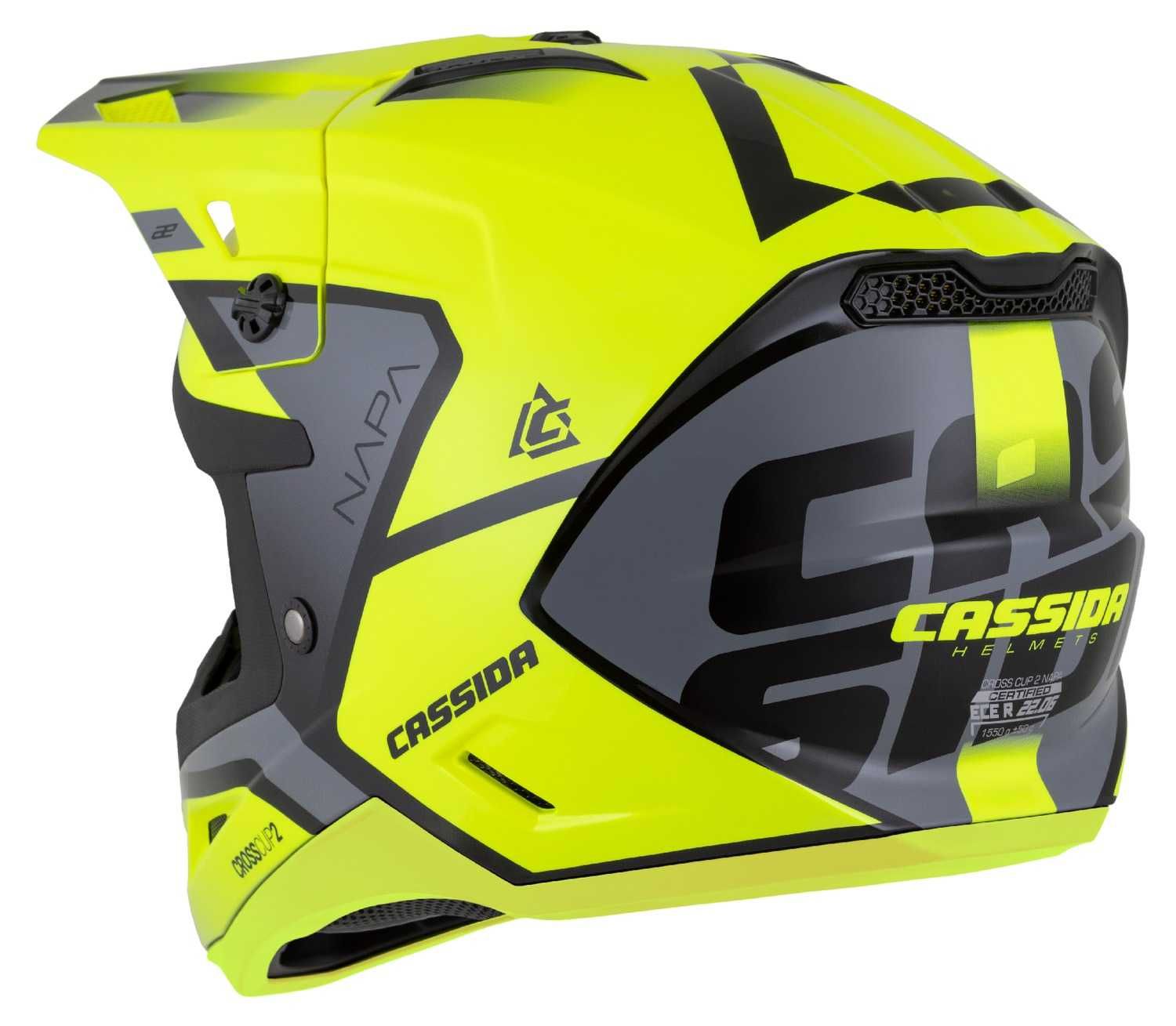 Kask Motocyklowy CASSIDA CROSS CUP2 Pod interkom XS-XXL +KOMINIARKA