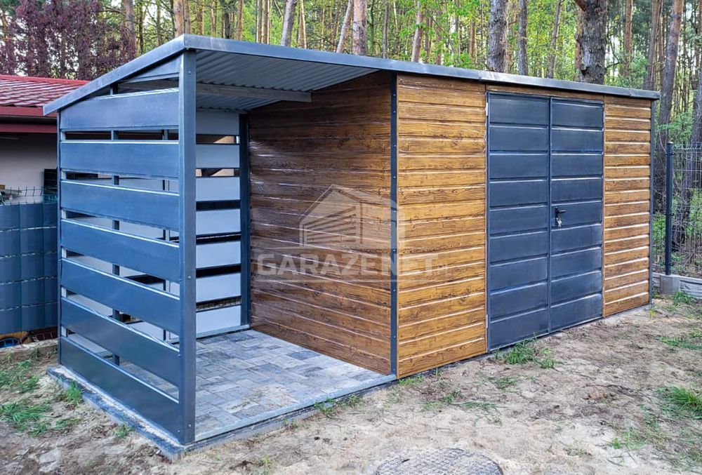 SCHOWEK DOMEK OGRODOWY 4X2M Wiata 1,5M Drewnopodobny Spad W Tył Gb440