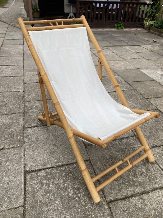 Leżak ratanowy  bambus składany duży