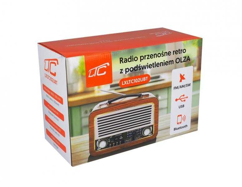 Radio przenośne FM LTC OLZA retro BT z podświetleniem LXLTC102UBT