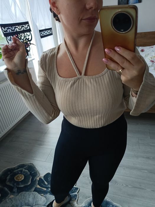 Body beżowe  z kwadratowym dekoltem L