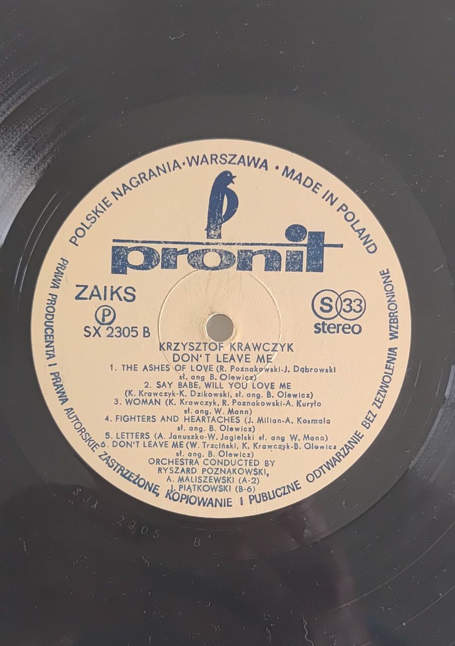 Krystof Krzysztof  Krawczyk Don't leave me vinyl płyta winylowa
