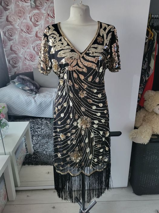 Cekinowa sukienka, lata 20, retro, Gatsby  44-46