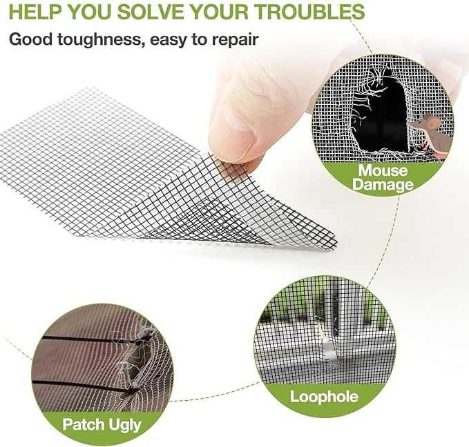 moskitiera, samoprzylepne łatki do naprawy okien, drzwi 12 szt